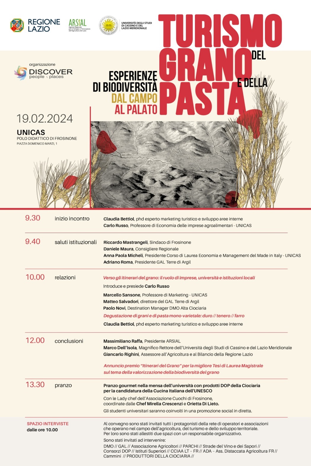 Programma del Convegno per il Lancio del Turismo della Pasta 